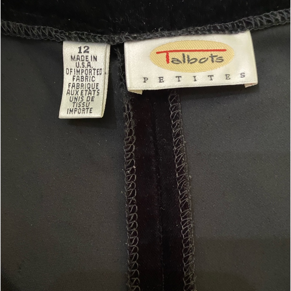 Talbots Petites Black Velvet High Rise Wide‎ Leg Trousers SZ 12P - Picture 3 of 9